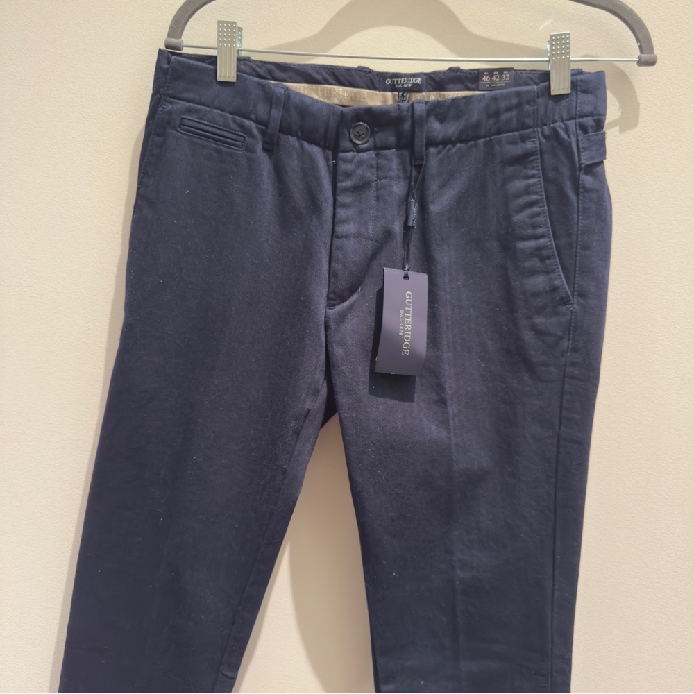NWT- Gutteridge Navy Striped Slacks Chino Pants Slim Fit Size US 32 EU 42 IT46
